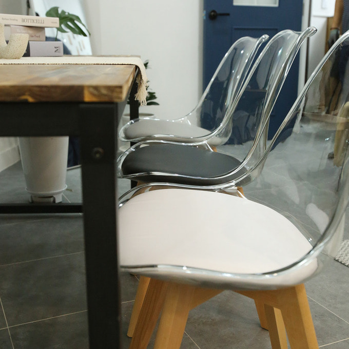 투명의자 퓨어 체어 카페 업소용 인테리어 식탁 식당 매장 네일샵 의자